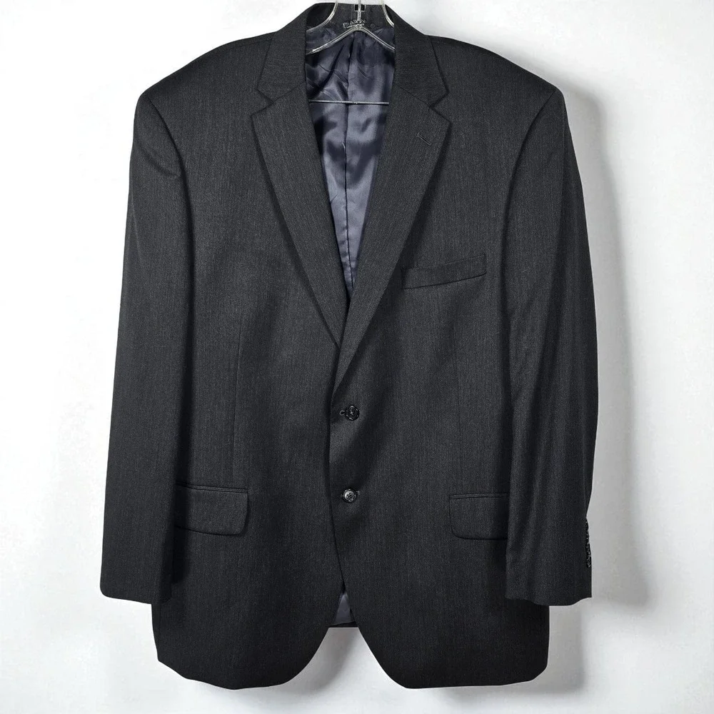 Jos A Bank Signature Suit 100% Wool Men Size 42 Traditional Fit Gray Pants 42x28